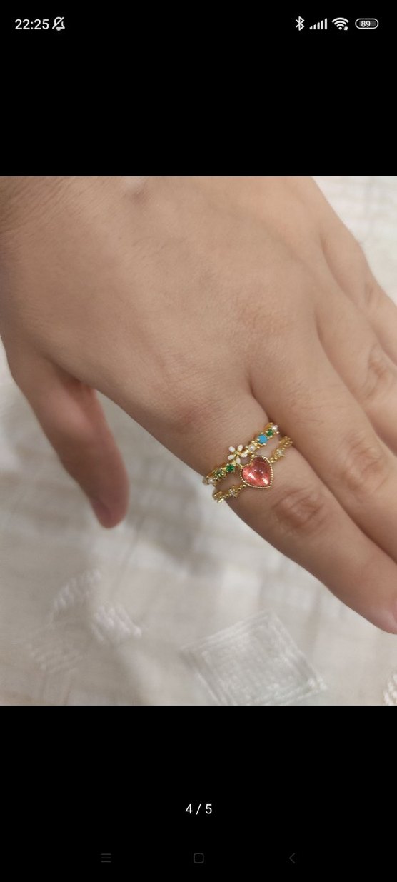 Pinterest tarzı gold kalpli ayarlanabilir yüzük - Görsel 4