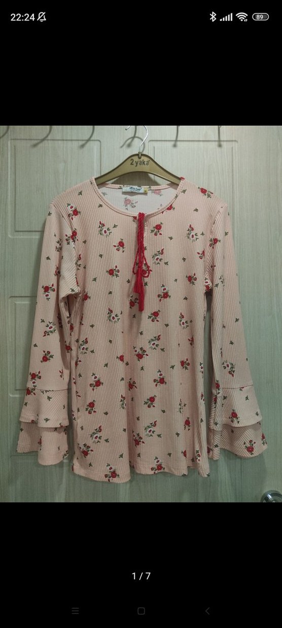 Pembe Çiçek Desenli Uzun Kollu Bluz - Görsel 2