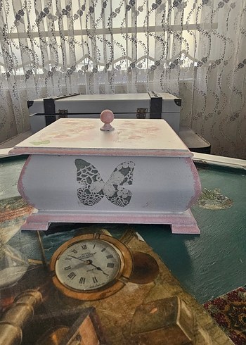 Pembe Gül Desenli Ahşap Kutusu - Görsel 2