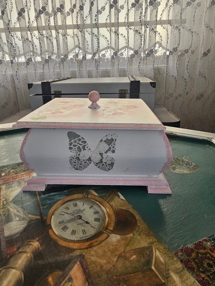 Pembe Gül Desenli Ahşap Kutusu - Görsel 2