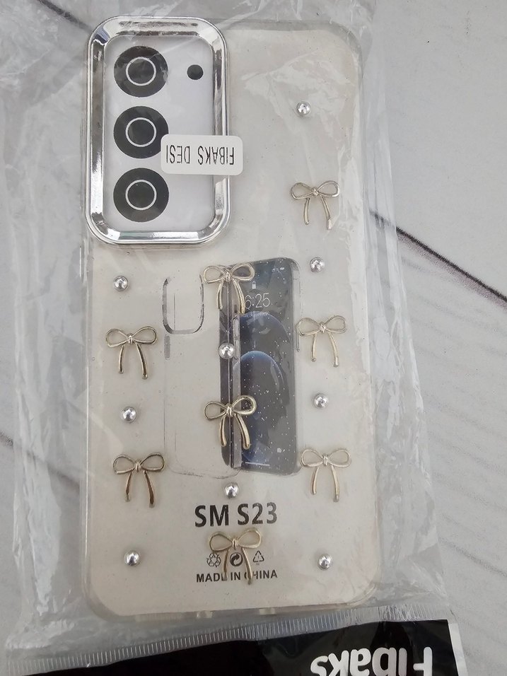 Beyaz Payetli Samsung S23 Telefon Kılıfı - Görsel 2