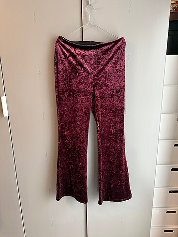 Mango bordo kadife pantalon