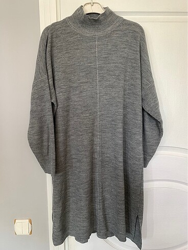 Oversize gri kazak elbise