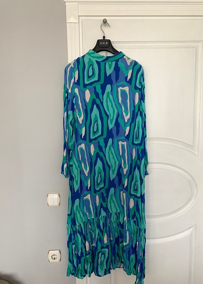 Yazlık renkli viskon kumaş elbise - Görsel 3