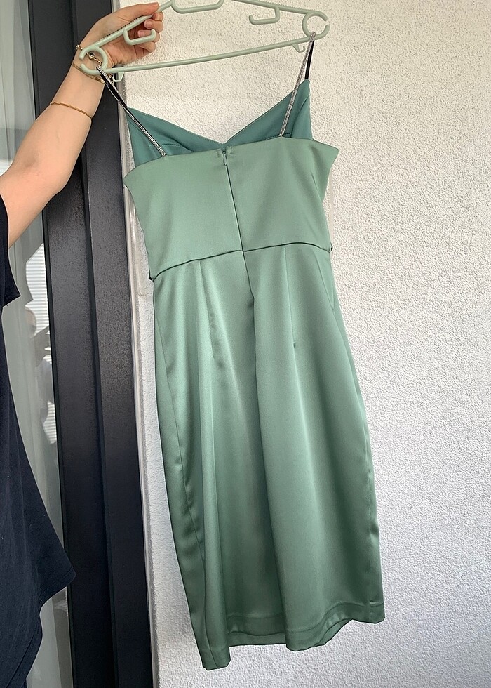 Bien life Marka saten çağla yeşili elbise - Görsel 4