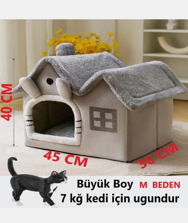 Kedi Evi Gri Yumuşak - Görsel 3