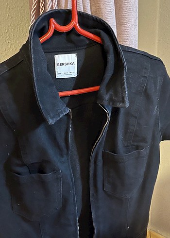 Siyah Şort Tulum Fermuar - Görsel 3