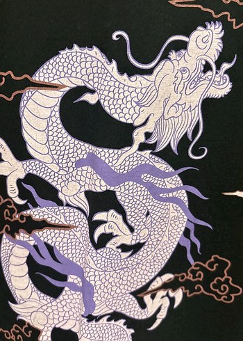 Siyah ejderha baskılı tişört - Görsel 5