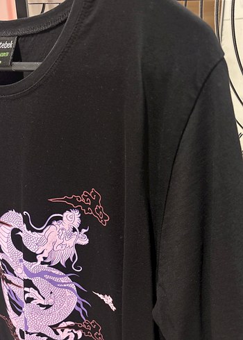 Siyah ejderha baskılı tişört - Görsel 3