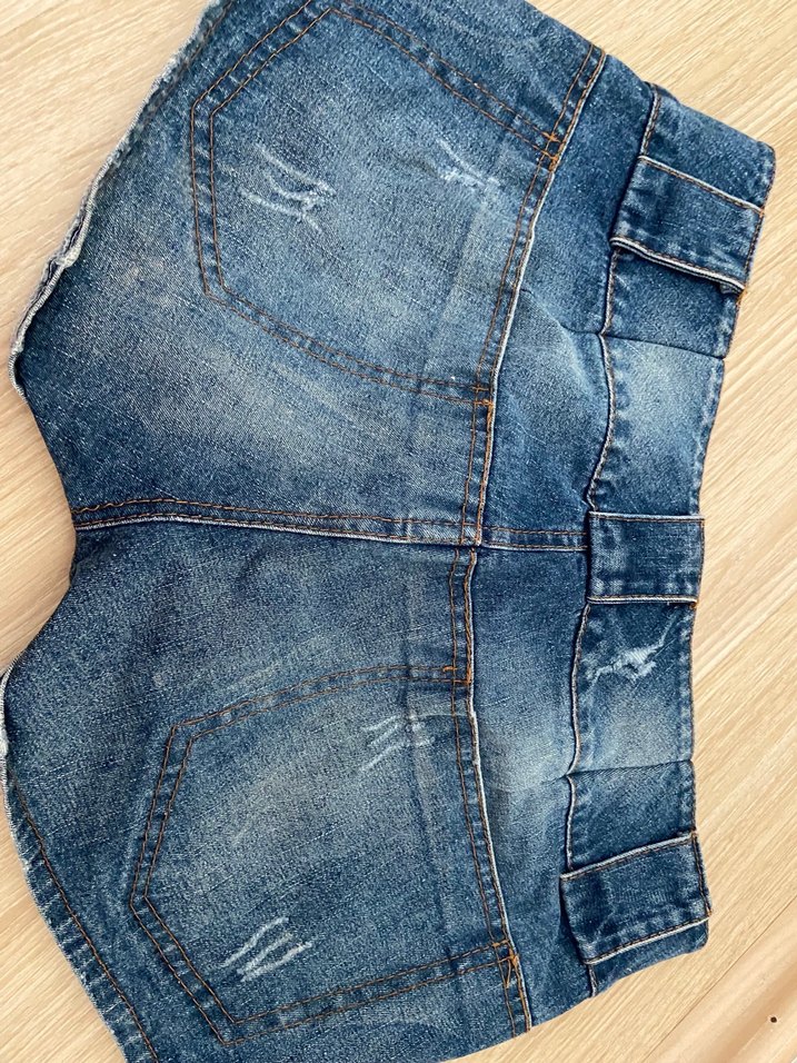 Y2k mini Düğmeli Mavi Mini Jean Şort - Görsel 4