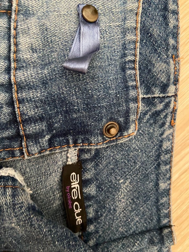 Y2k mini Düğmeli Mavi Mini Jean Şort - Görsel 3