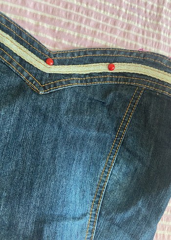 Düğmeli Kot Straplez Bustiyer - Görsel 2