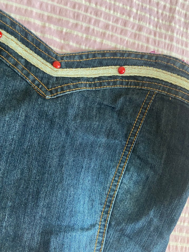 Düğmeli Kot Straplez Bustiyer - Görsel 2