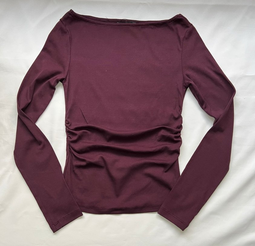 STRADİVARİUS KAYIK YAKA BÜZGÜLLÜ BLUZ - Görsel 2