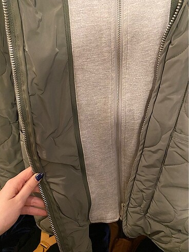 xs Beden haki Renk Pull and Bear Yesil Sisme Mont
