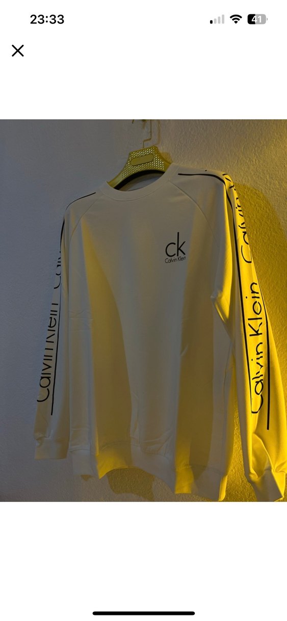 Calvin Klein Beyaz Pamuklu Erkek Sweatshirt - Görsel 4