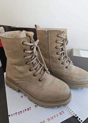 Bej Süet Kadın Stiletto Topuklu Bot - Görsel 2