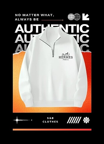 YARIM FERMUAR SWEATSHIRT 3 İPLİK BASKILI 