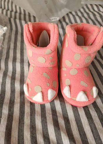 Kız Çocuk Pembe Leopar Desenli Sıcak Terlik - Görsel 2