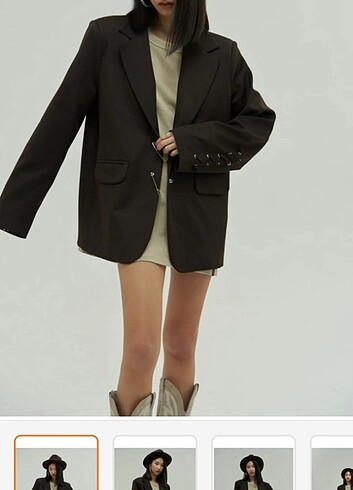 m Beden kahverengi Renk Mai Collection Lana Çengel Detay Acı Kahve Blazer Ceket