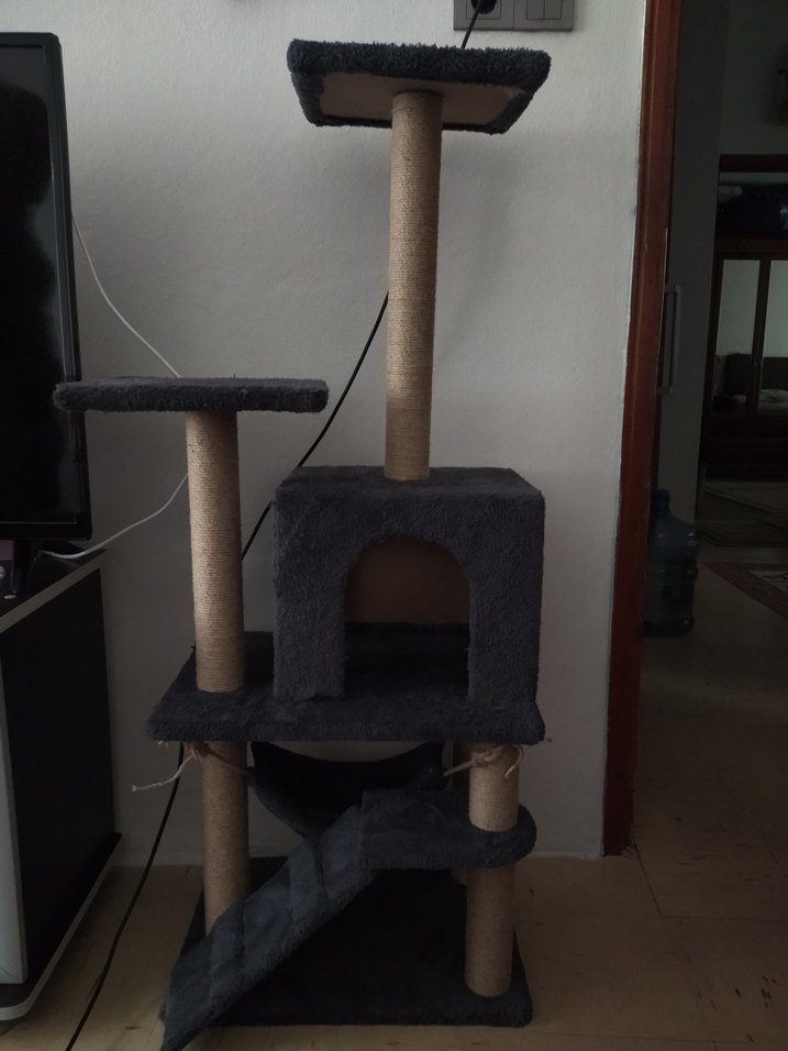Gri Çok Katmanlı Kedi Tırmalama ve Oyun Evi - Görsel 2