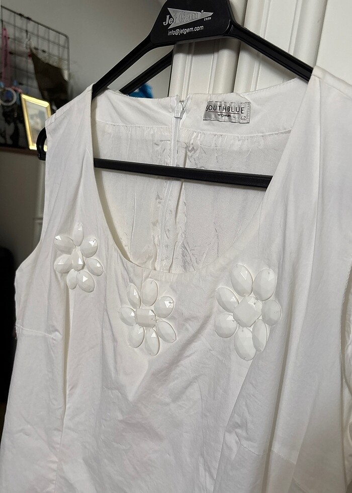 Beyaz mini elbise - Görsel 3