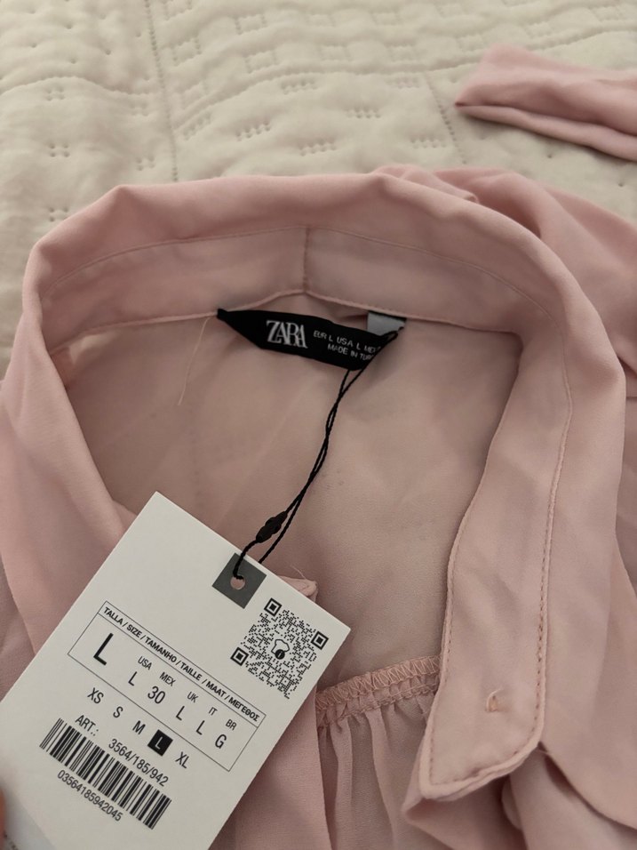 Pudra Pembe Düğmeli Kadın Gömlek - Görsel 3