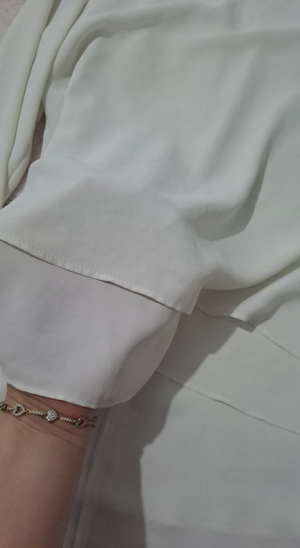 Beyaz Uzun Kollu Salaş Bluz - Görsel 4