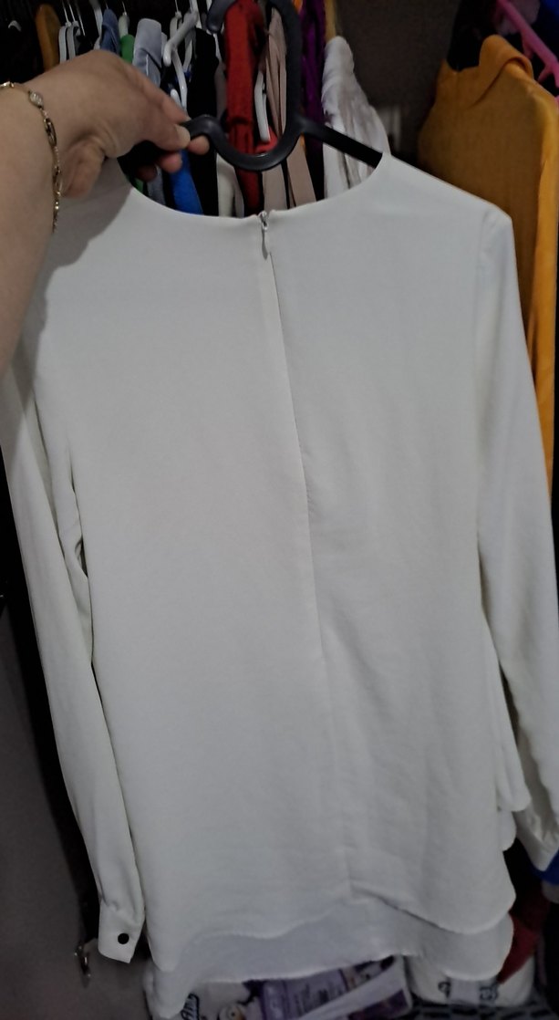 Beyaz Uzun Kollu Salaş Bluz - Görsel 2