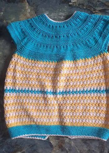 Kız Çocuk Bohem Örgü Kolsuz Hırka - Görsel 2