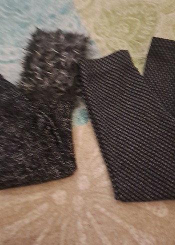 Kız Çocuk Gri Desenli ve Kürklü Tayt - Görsel 4