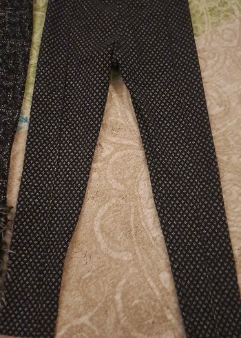 Kız Çocuk Gri Desenli ve Kürklü Tayt - Görsel 2