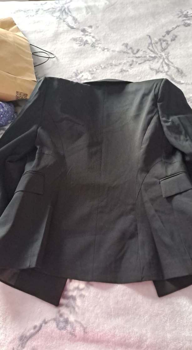 Siyah Kadın Ofis Blazeri, Düğmeli, Normal Boy - Görsel 5