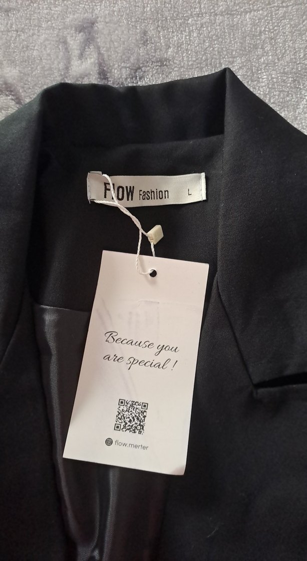 Siyah Kadın Ofis Blazeri, Düğmeli, Normal Boy - Görsel 2