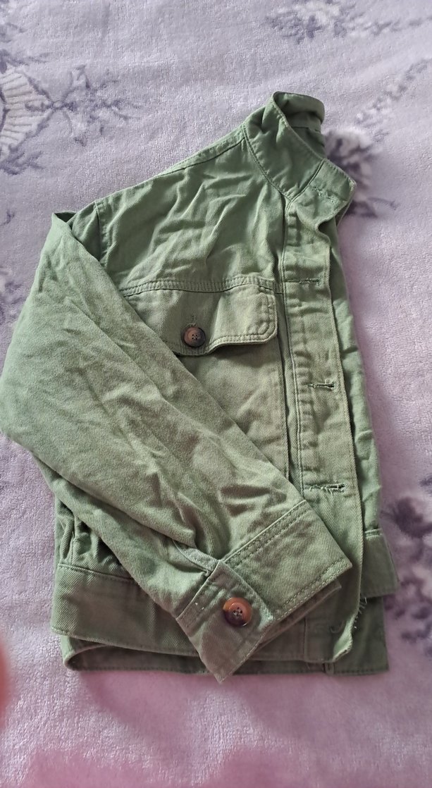 Düğmeli Midi Yeşil Kadın Ceket - Görsel 3