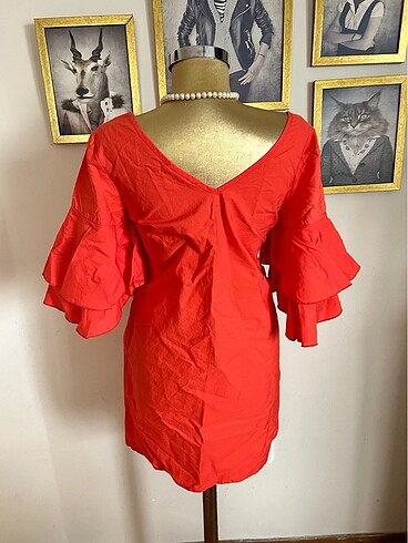xs Beden kırmızı Renk Koton elbise