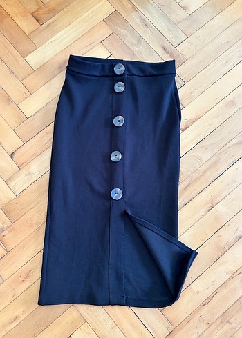 Düğmeli siyah Uzun Eteği - Görsel 3