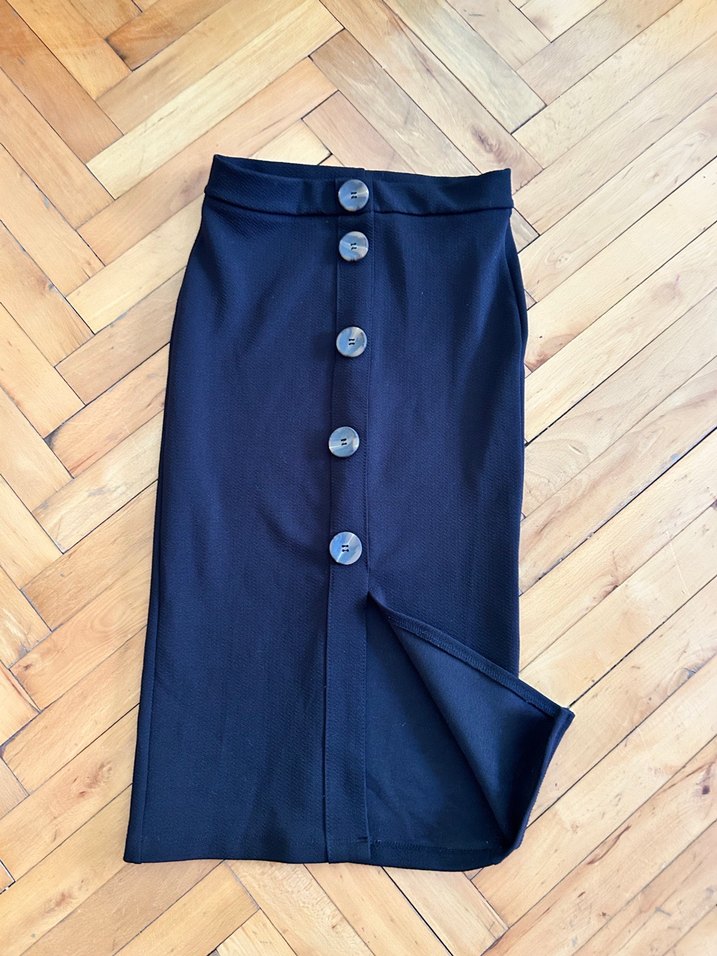 Düğmeli siyah Uzun  Eteği - Görsel 3