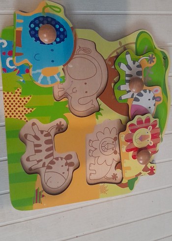 Jigsaw Renkli Hayvan Figürlü Ahşap Çocuk Puzzle