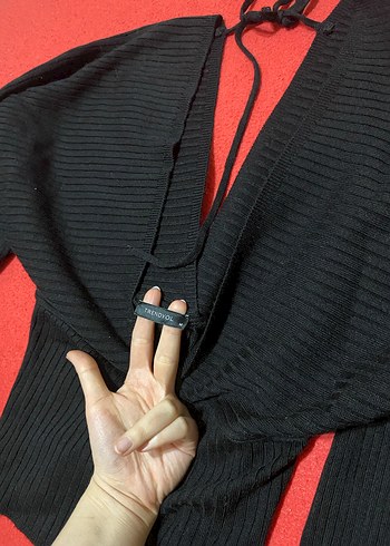 Siyah Boğazlı Triko Kadın Kazak 2 parça - Görsel 3