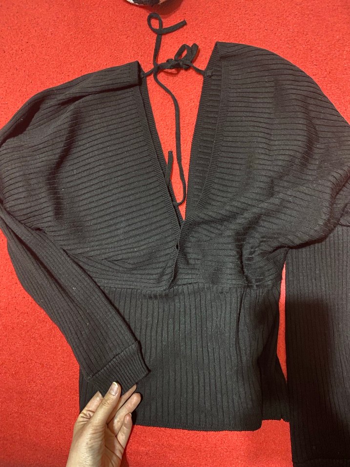 Siyah Boğazlı Triko Kadın Kazak 2 parça - Görsel 2