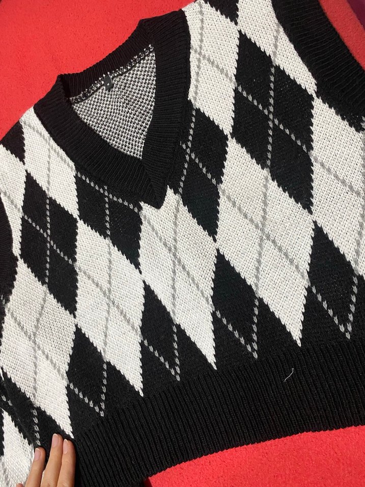 Kadın Çok Renkli V Yaka Örgü Süveter takımlı etek - Görsel 2