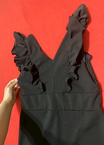 Siyah Straplez Fitilli mezuniyet elbise - Görsel 2