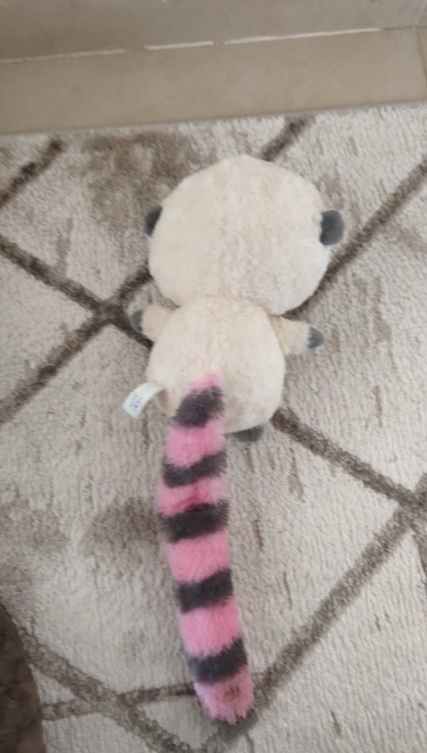 Gri ve pembe çizgili peluş oyuncak - Görsel 2