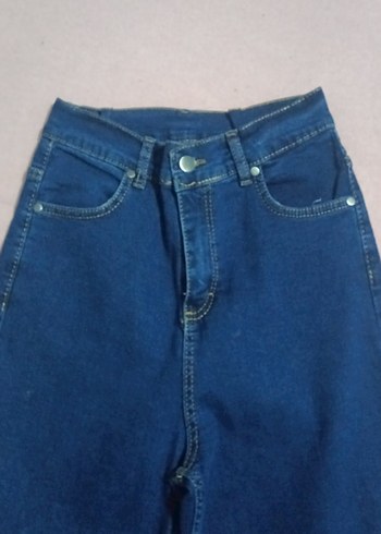 Geniş Kesim Uzun Bel Mavi Denim Wide Leg Jean - Görsel 3