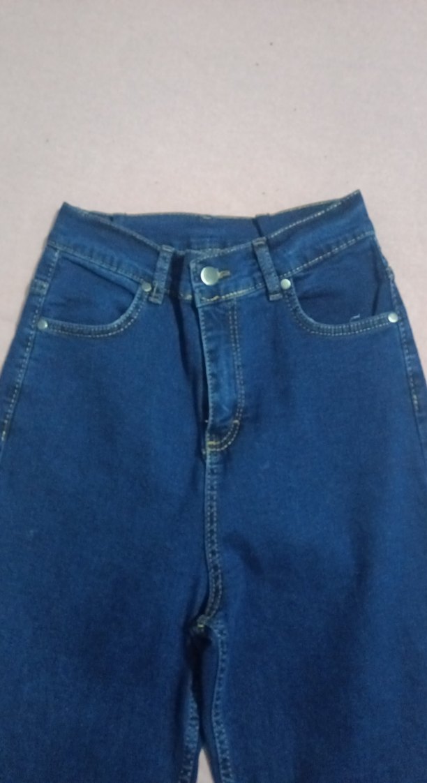 Geniş Kesim Uzun Bel Mavi Denim Wide Leg Jean - Görsel 3