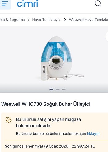 Weewell WHC730 İyonizerli Soğuk Buhar Üfleyici Beyaz - Görsel 6