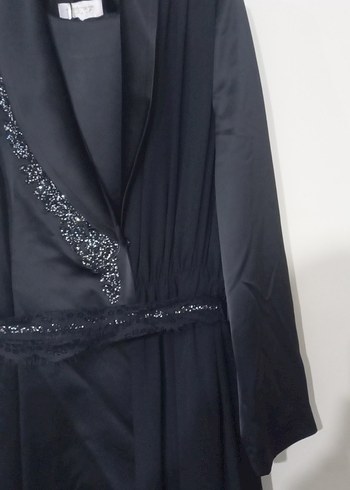 Nakışlı Siyah Uzun Kollu Gotik Kadın Elbisesi - Görsel 2