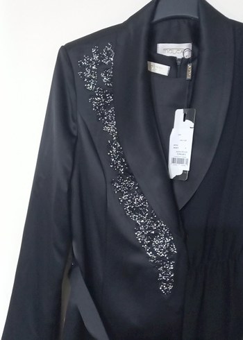 İş Tarzı Siyah Uzun Kollu Nakışlı Kadın Elbisesi - Görsel 3