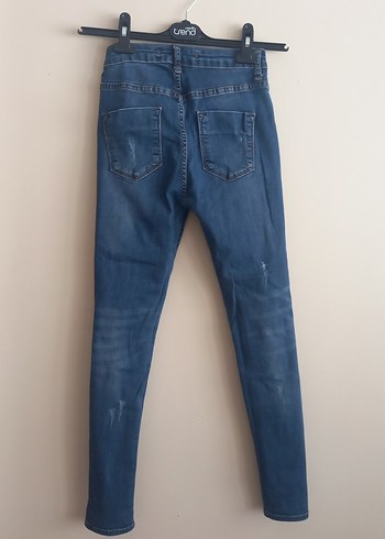 34 Beden mavi Renk Kadın Mavi Skinny Yırtık Jean